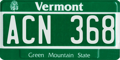 VT license plate ACN368