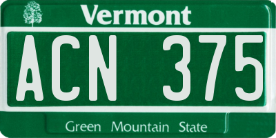 VT license plate ACN375