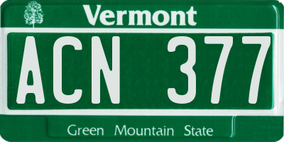 VT license plate ACN377