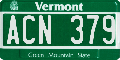 VT license plate ACN379