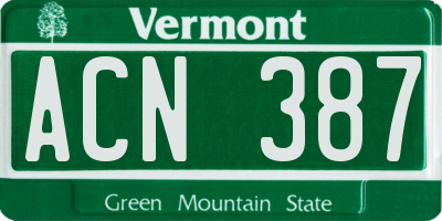 VT license plate ACN387