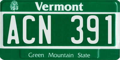 VT license plate ACN391