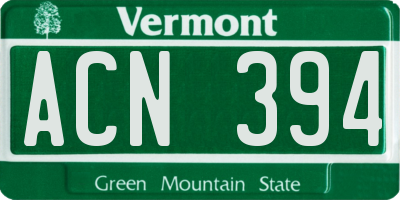 VT license plate ACN394