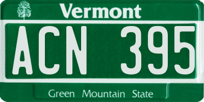 VT license plate ACN395