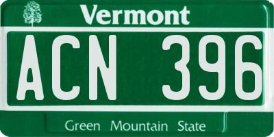 VT license plate ACN396