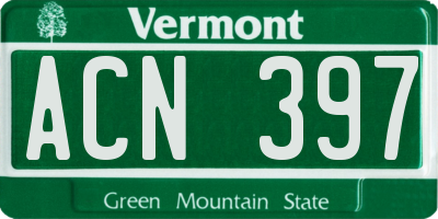 VT license plate ACN397