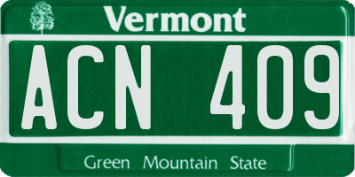 VT license plate ACN409