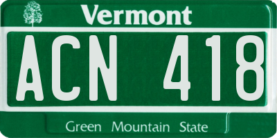 VT license plate ACN418