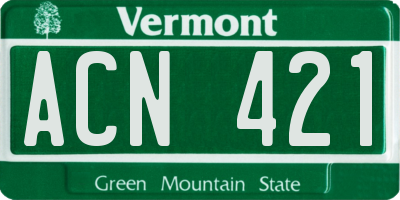 VT license plate ACN421
