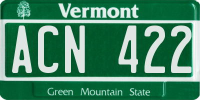 VT license plate ACN422