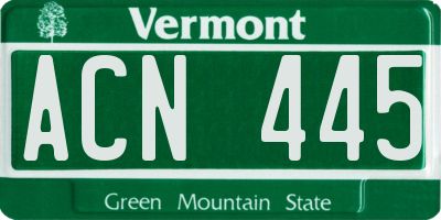 VT license plate ACN445