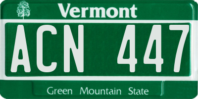 VT license plate ACN447