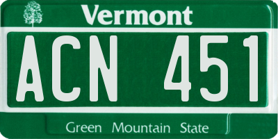 VT license plate ACN451