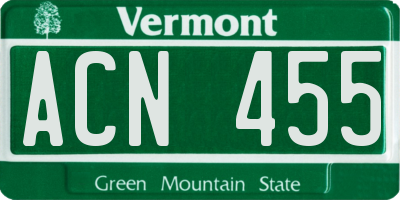 VT license plate ACN455