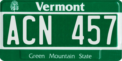 VT license plate ACN457