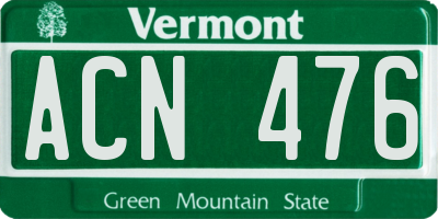 VT license plate ACN476