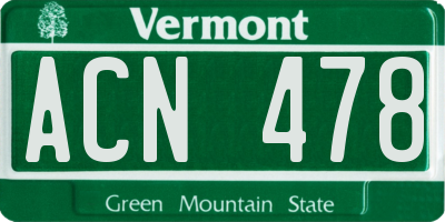 VT license plate ACN478