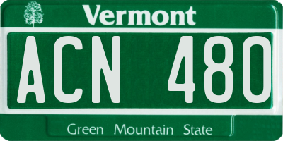 VT license plate ACN480