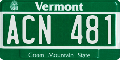 VT license plate ACN481