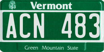 VT license plate ACN483