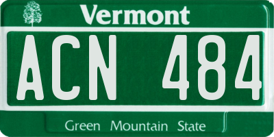 VT license plate ACN484