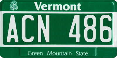 VT license plate ACN486