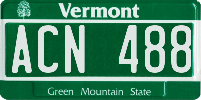 VT license plate ACN488
