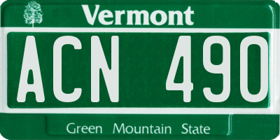 VT license plate ACN490