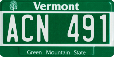 VT license plate ACN491