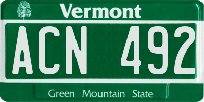 VT license plate ACN492