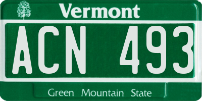 VT license plate ACN493