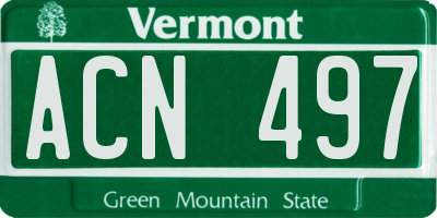 VT license plate ACN497