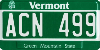 VT license plate ACN499