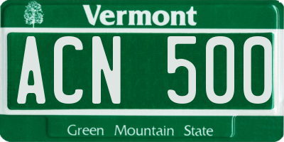 VT license plate ACN500