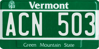 VT license plate ACN503