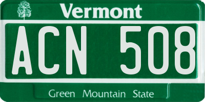VT license plate ACN508