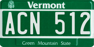 VT license plate ACN512