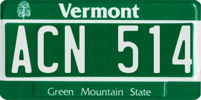 VT license plate ACN514