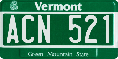 VT license plate ACN521