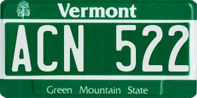 VT license plate ACN522