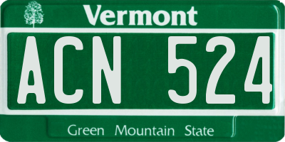 VT license plate ACN524