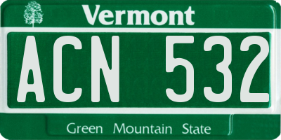 VT license plate ACN532