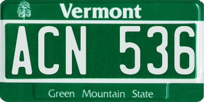 VT license plate ACN536
