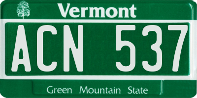 VT license plate ACN537