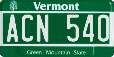 VT license plate ACN540