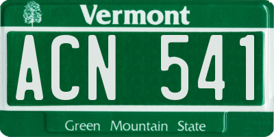 VT license plate ACN541