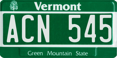 VT license plate ACN545