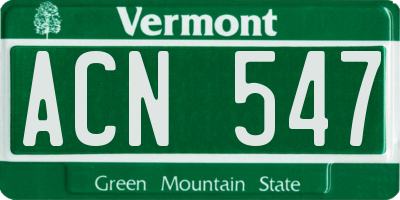 VT license plate ACN547