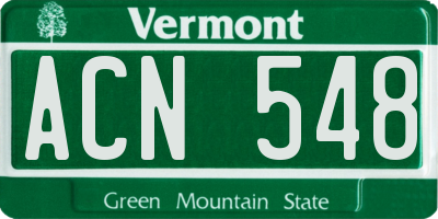 VT license plate ACN548