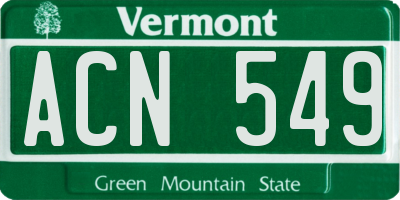 VT license plate ACN549
